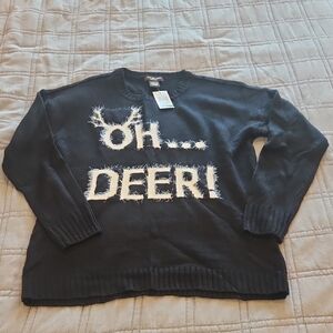 Women's Black 'Oh... DEER!' Sweater Size L, New With Tags!